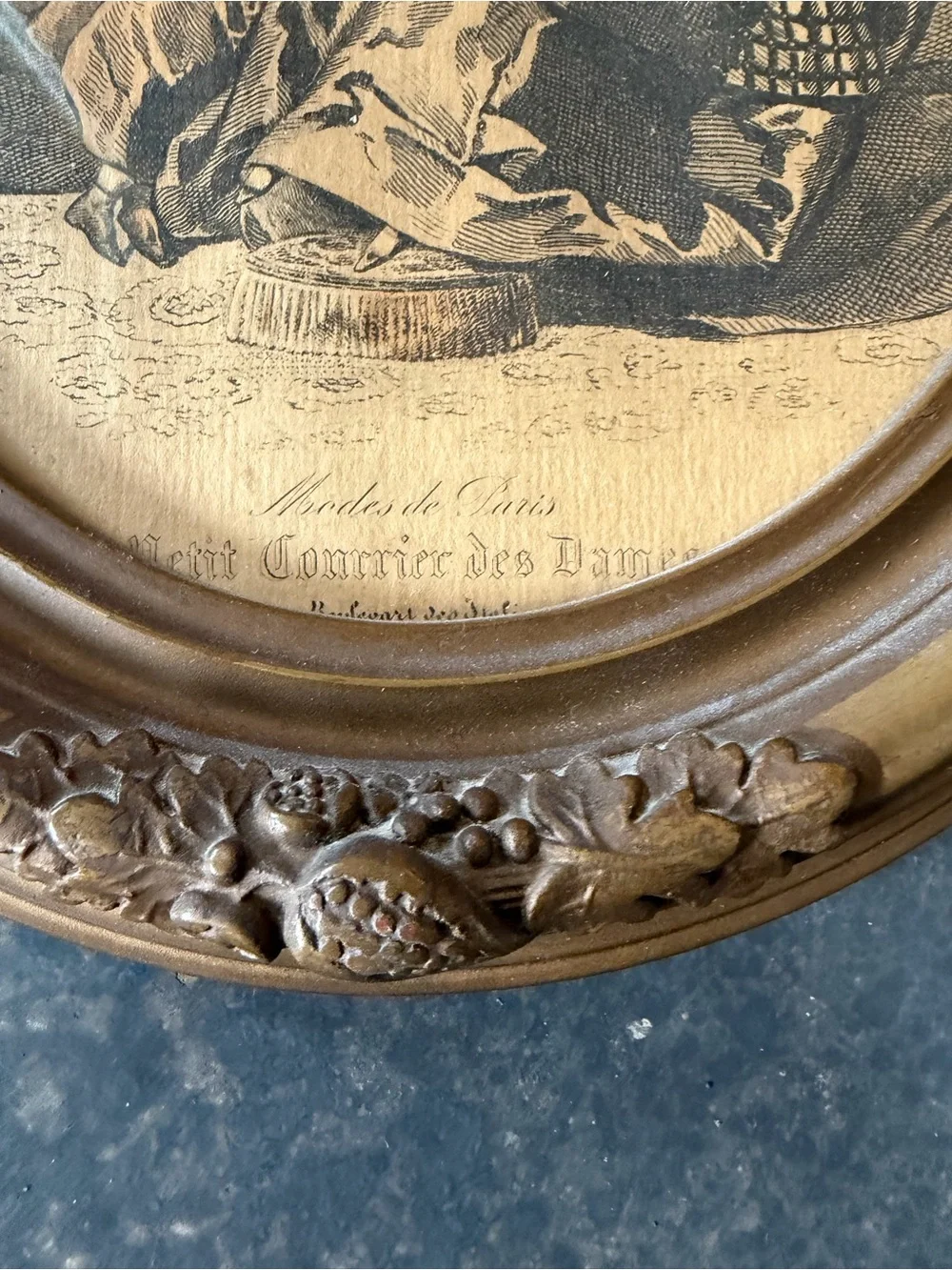 Antique Oval framed La Mode Illustree‎ Ladies in Gowns Paris mid 1800's set 2
